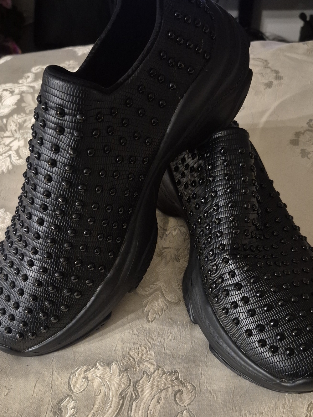 Women's Black Studded Slip-On Loafers Sz. 10M